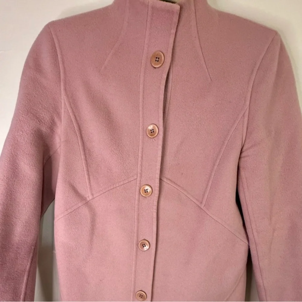 Linda Allard‎ Ellen Tracy Coat Petite 4 Blush Pink Button Front 100% Wool Jacket